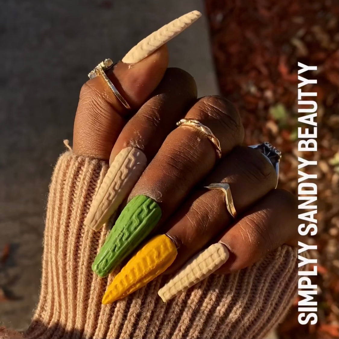 3D Sweater Print Nails
